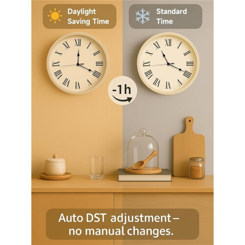 DCF77 24mm Radio-Controlled Clock Movement,Silent with Hand Replacement Black - Wall Clock Replacement 1