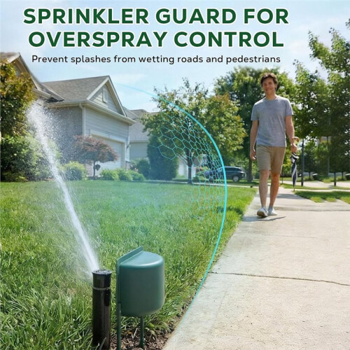 4 Pcs Sprinkler Guards Shield for Overspray Control, Rustproof Sprinkler  Protector for Parks, Gardens 2
