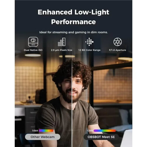Meet SE 1080P 100FPS Webcam AI Auto Composition Gesture Control Staggered HDR for PC C 2