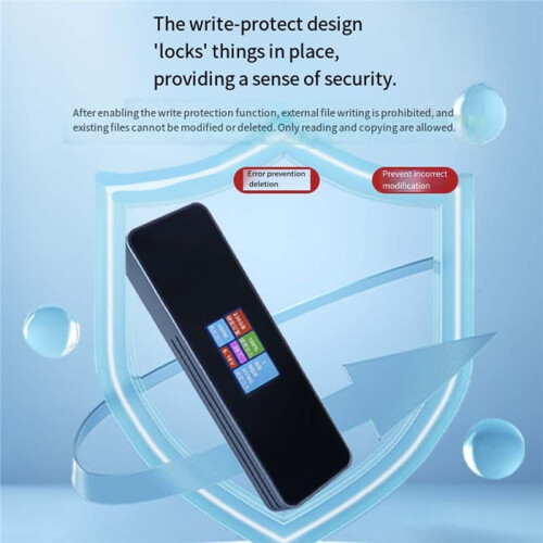 Intelligent M.2 Portable Solid State Drive Enclosure with Write Protection Dual Protocol Aluminum Alloy Screen 1