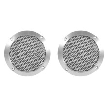 2X Aluminium-Auto-Hochtöner-Lautsprechergitter-Abdeckung, 4 Zoll, Vollmetallgittergitter Zur Audioverbesserung, Silber