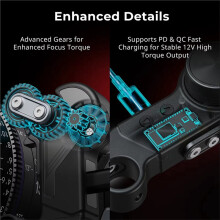 Kit Follow Focus Lite Sem Fio com Controlador de Volante e Motor Receptor, Engrenagem 0.8 MOD, para Lentes de Cinema e Zoom - 4296