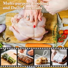 Küchengarn-Set mit Edelstahl-Spender, 3er-Pack, 66 M (216 Fuß) Naturbelassenes Baumwollgarn zum Kochen und Braten