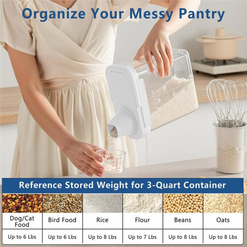 Airtight Rice Storage Container, Versatile Pet Food Dispenser 2