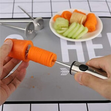Descorazonador de Frutas y Verduras en Espiral de Acero Inoxidable con 4 Cuchillas Intercambiables y Mango Antideslizante