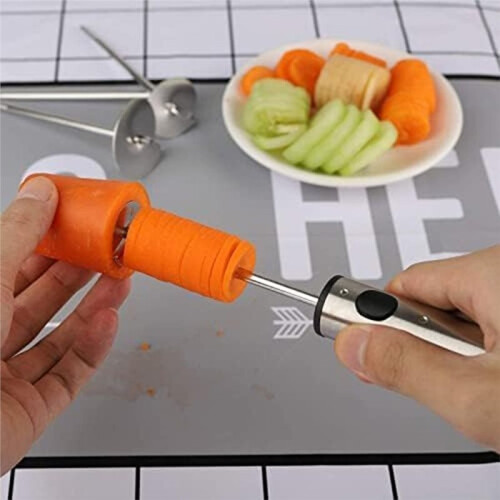 Stainless Steel Vegetable Fruit Corer Spiralizer with 4 Interchangeable Blades and Anti-Slip Handle
