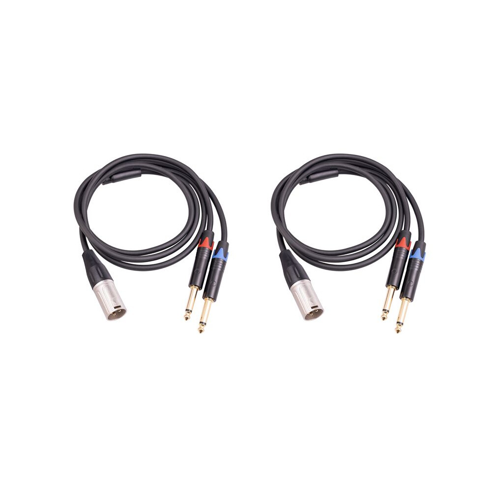 2X Dual 6.35Mm 1/4 In To Xlr Male Y Splitter Cable,3Pin Xlr Male To Dual 6.35Mm Plug Audio Microphone Cable,6.6Feet 4714154717085