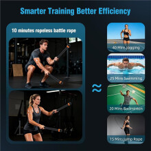 2 Stück Verstellbare, Kabellose Battle Ropes - Tragbare, Geräuscharme Trainingsseile für Fitness Jederzeit (Schwarz)