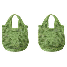 2X Zomermode Strandtassen Dames Schoudertas Holle Handgeweven Eenvoudige Zachte Handtas Grote Casual Tote Opbergtas C