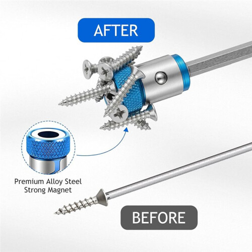 6PCS Universal Magnetic Screwdriver Ring Set, 1/4 Inch Hex Screw Magnetizer for Power Bits 1