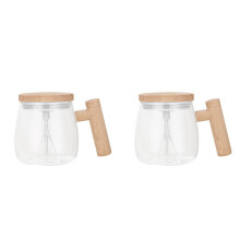 2X Self Stirring Mug, Electric High Speed Mixing Cup, Self Stirring Coffee Mug, Glass Automatic Stirring Cup for Coffee
