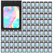 200 Pack Mylar Bags Holographic Smell Proof Packaging Bag for Small Bussiness Resealable Pouch Bags(3X5 Inch)