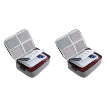 2X Wichtiger Akten Taschen Halter, Dokumenten Organizer Box, Wasserdichte Oxford Dokumenten Aufbewahrung Tasche mit Sicher Code Schloss (Grau)