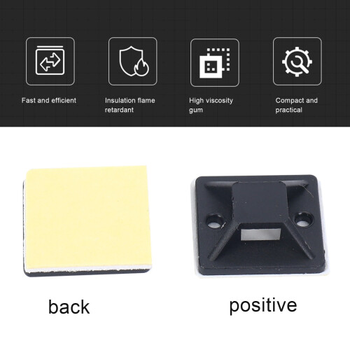 100 Supporto Per Base Autoadesiva Per Supporto Per Fascette Per Cavi 20 X 20 X 6Mm 1