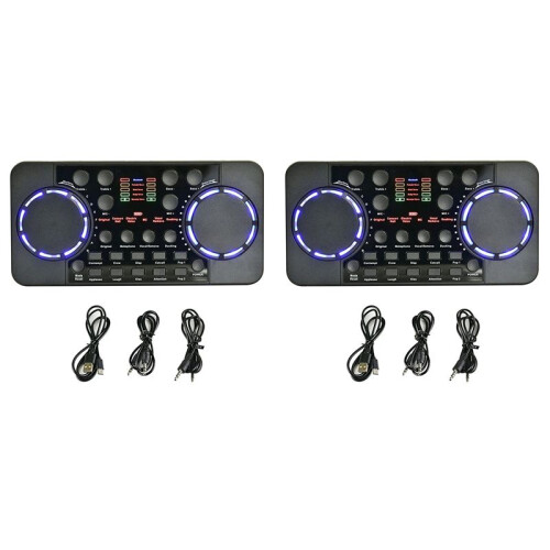 2X V300 Pro Sound Card -Compatible Audio Interface Mixer DJ Digital Effect Noise Reduction Console USB Record