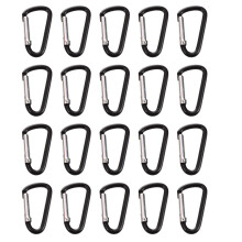 20 Pcs Black D Shaped Aluminum Alloy Snap Clip Key Chain Carabiner Hook