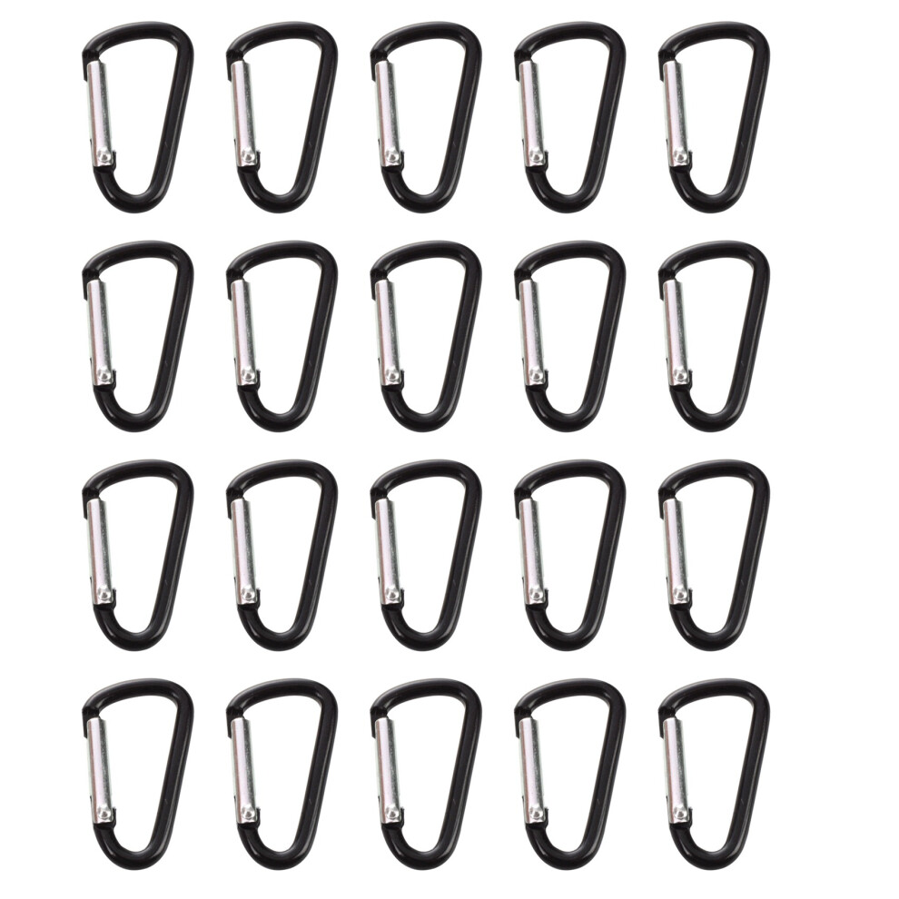 20 Pcs Black D Shaped Aluminum Alloy Snap Clip Key Chain Carabiner Hook 6031199731677