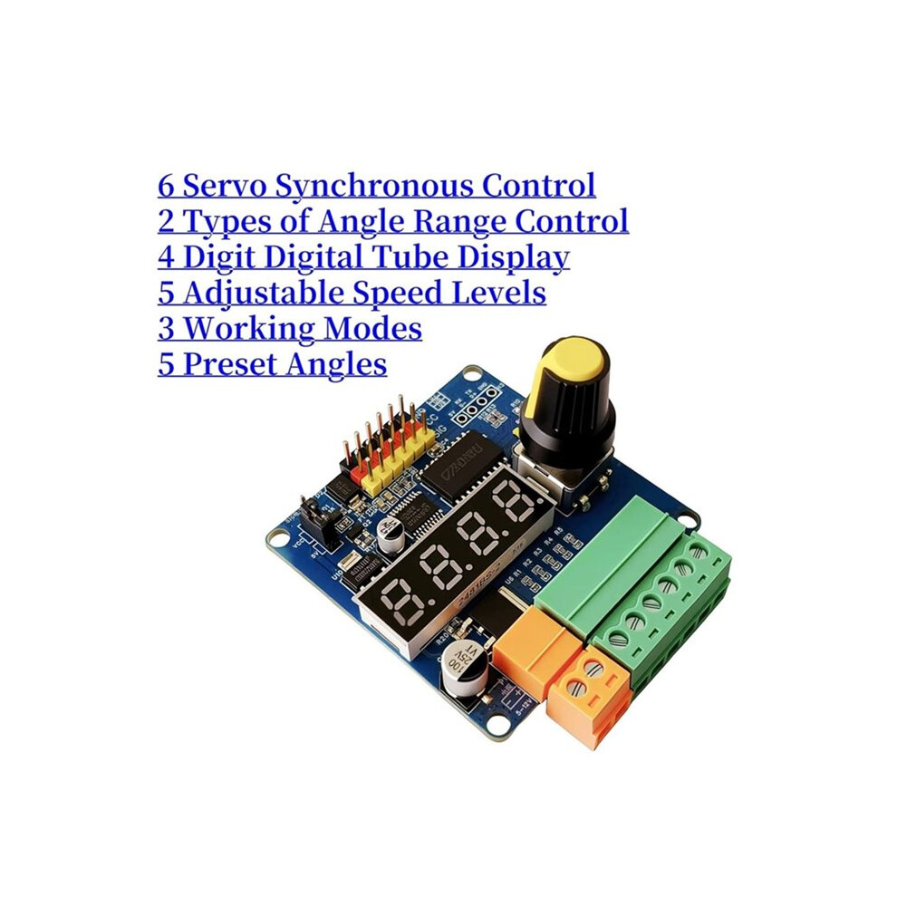 Rc Servo Tester 6-Channel Servo Controller Board Pwm Speed/Angle Adjustable, For Rc Models/Robotic Arms/Servo Testing 4712706851119
