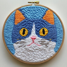 Nålsats för stansning: Kattdesign, 20x20cm ring, nybörjare
