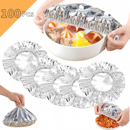 Coperture per alimenti in foglio di alluminio riutilizzabili e resistenti al calore, 100 pezzi