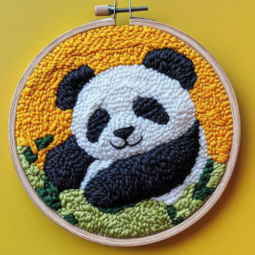 Κιτ βελόνας για τρυπάνι Baby Panda – Σετ κεντήματος DIY με