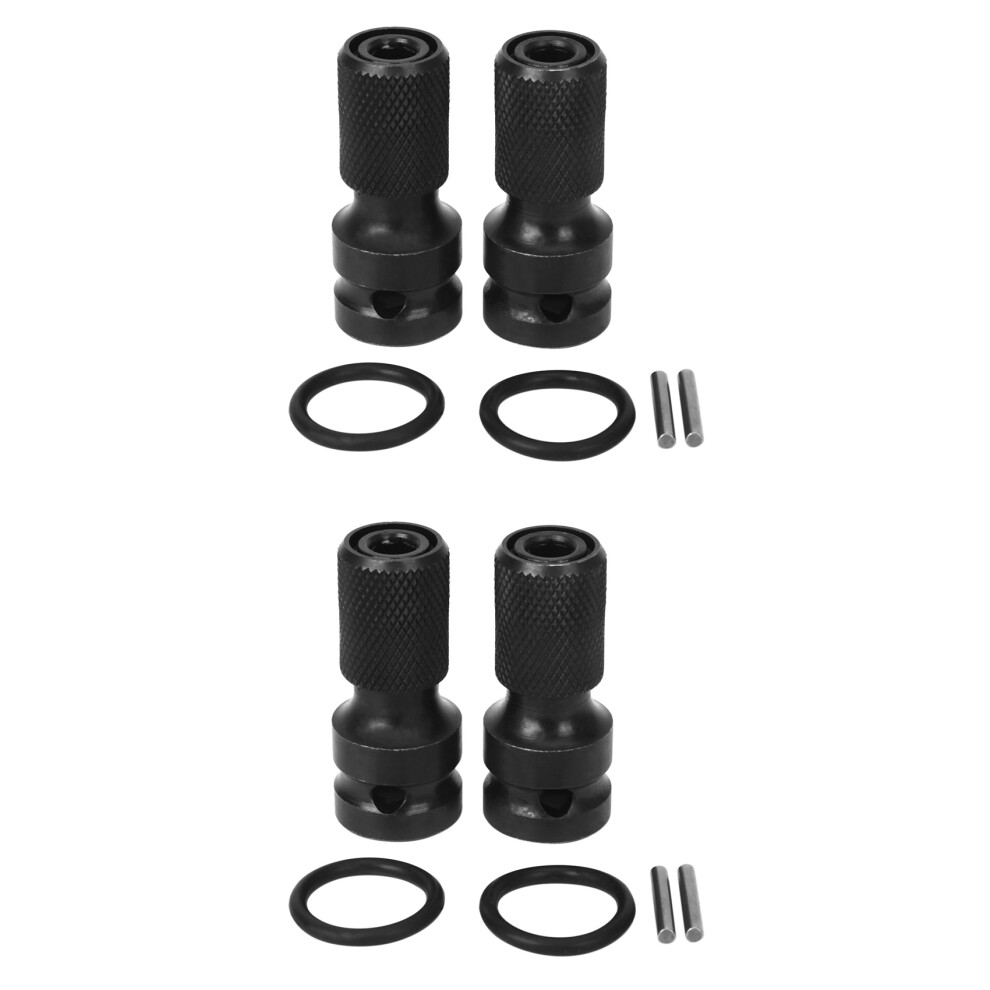 4 Pack 1/2 Square Drive To 1/4 Hex Shank Socket Adapter Quick Release Chuck Converter For Impact Ratchet Wrench 6031904009862
