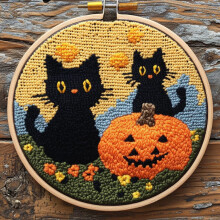 Punch Needle Kit Svart katt pumpa nybörjarpysselset