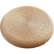 Puf redondo de palha para chão, bege, 40 cm
