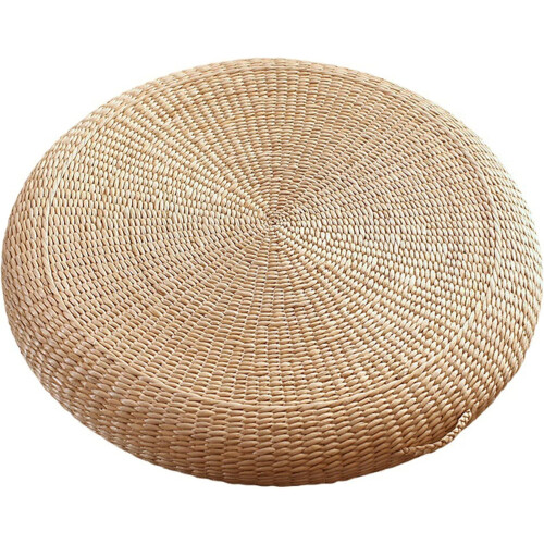 Runder Stroh-Bodenhocker, beige, 40 cm