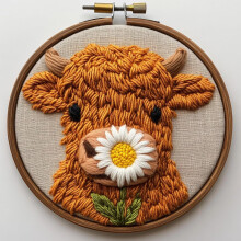 Baby Orange Highland Cow Punch Needle Kit – 20x20cm