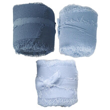 Chiffon-Seidenband blau, 2 Zoll x 5 Yards, 3 Stück