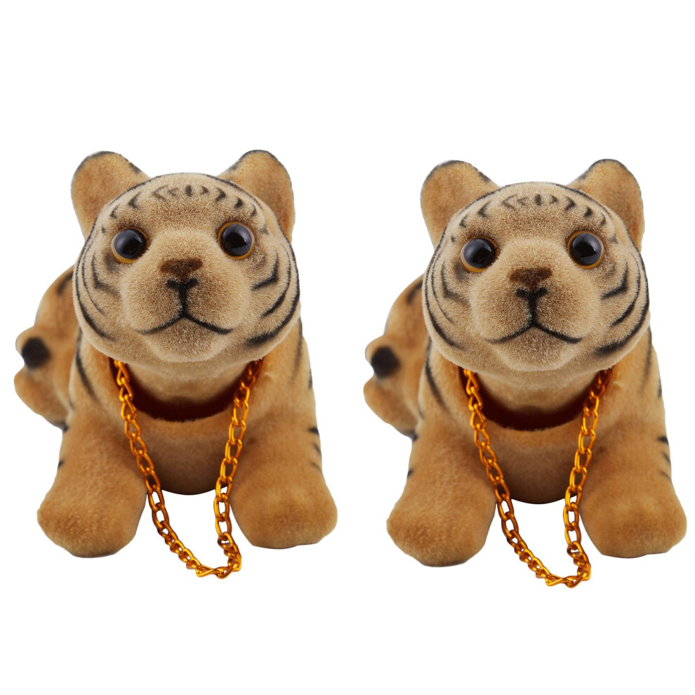 2X Car Bobbing Tiger Shape Nodding Dog Decor Yellow/Black 6031120278790