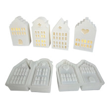 Molde de silicona con forma de casa para portavelas, 4 compartimentos.