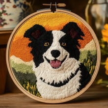 Nålstanskit Border Collie Sunset 20x20cm