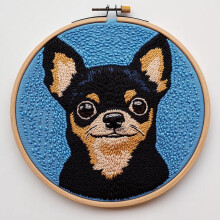 Nålsats för nybörjare: Svart Chihuahua-design, 20x20 cm