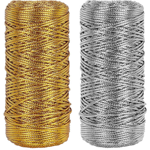 Corda Snáithe Miotalach Snáithe Tinsel Óir Airgid 1.5mm