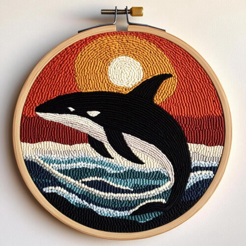 Σετ βελόνας τρυπήματος με κινούμενα σχέδια Orca & Sunset20x20εκ.