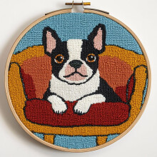 Boston Terrier Punch Needle Kit – Nybörjare DIY-broderi