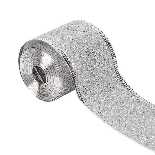 Fita de Natal com Glitter 5cm x 2m com Arame