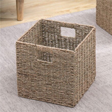 3X Woven Seagrass Farmhouse Kitchen Storage Organizer Basket Bin with Handles for Cabinets,Pantry,Bathroom,Laundry Room