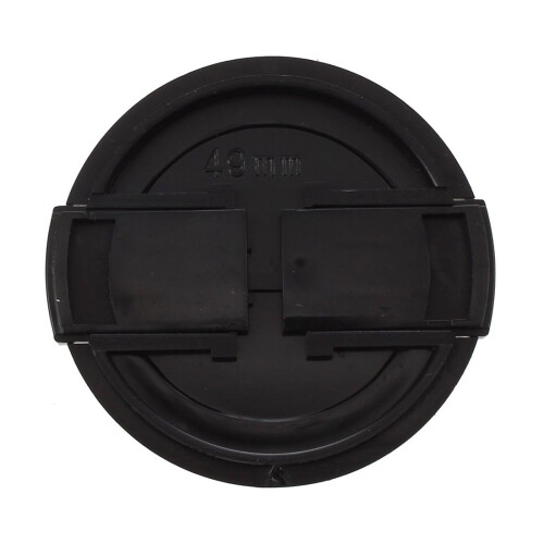 Camera Plastic Side Pinch Clip  Front Lens Cap Protective Cover Black 49mm 1