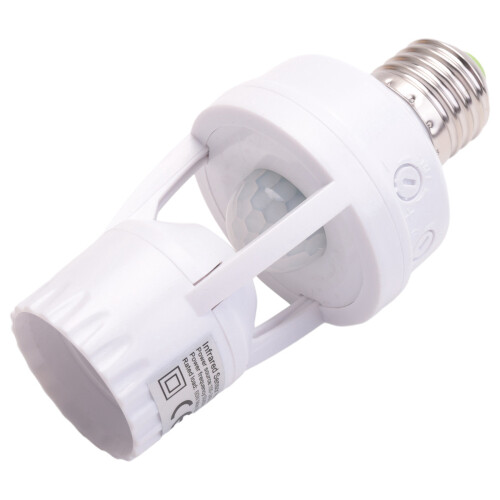 2X AC 110-220V 360 Degrees Pir Induction Motion Sensor IR Infrared Human E27 Plug Socket  Base LED Bulb Holder 2