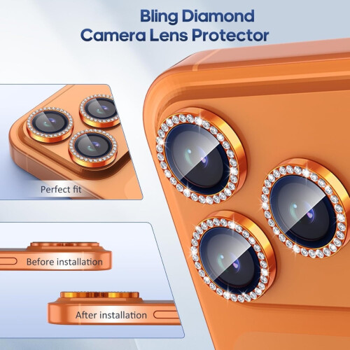 Protetor de Lente de Câmera Bling Diamond Eagle Eye compatível com iPhone 17 - Capa de Lente de Vidro Temperado com Strass Prata 1