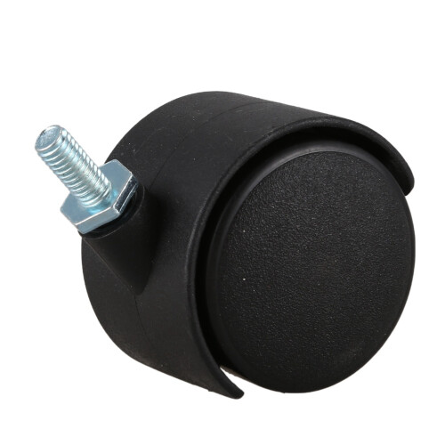 2X 6mm Threaded Stem 40mm Dual Wheel Rotatable Caster Black 1