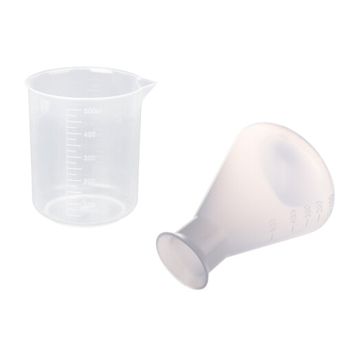 2 Pcs Beaker: 1 PCS 500Ml Clear Plastic Laboratory Conical Flask Storage Bottle & 1 PCS 500Ml Graduated Beaker 1