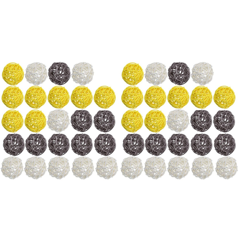 Rattan 48Pcs 2 Inch Decorative Balls Orbs Vase Bowl Fillers Yellow/White/Gray Wella Elements