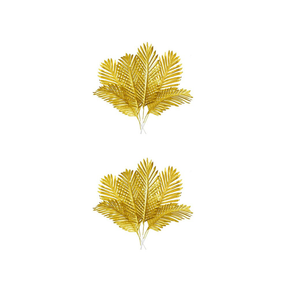 16 Pcs Artificial Leaves Realistic En Plants Leaf Tropical Leaf Faux Leaves Decoration Gold/Golden 4711175249052