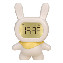 Multi-Functional Little Flying Rabbit Alarm Clock, Bedside Clock,Student Study Night Light Countdown,Snooze Clock White
