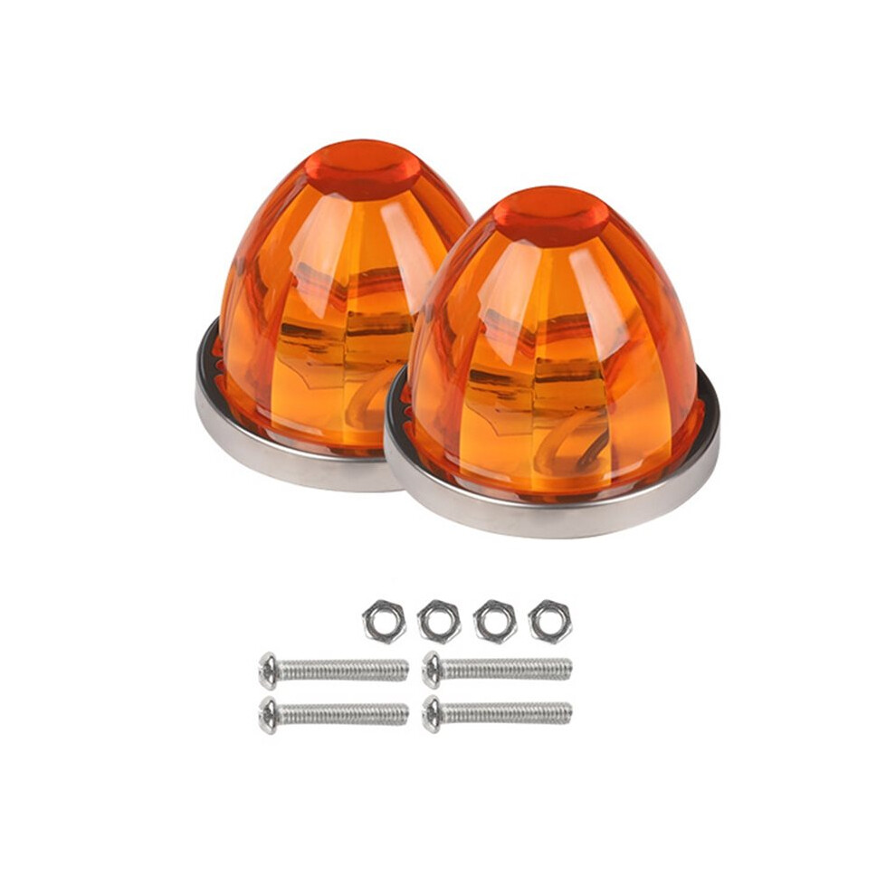 2Pcs Watermelon Led Strobe+Constant Lights Dual Function Tail Top Cap Roof Lights For Rv Trailer Truck Bus Amber 6031015839570