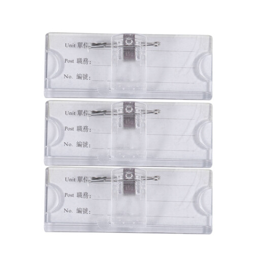 Safetypin Clear Hard Plastic Name Tag Clip Holder 6 Pcs 1